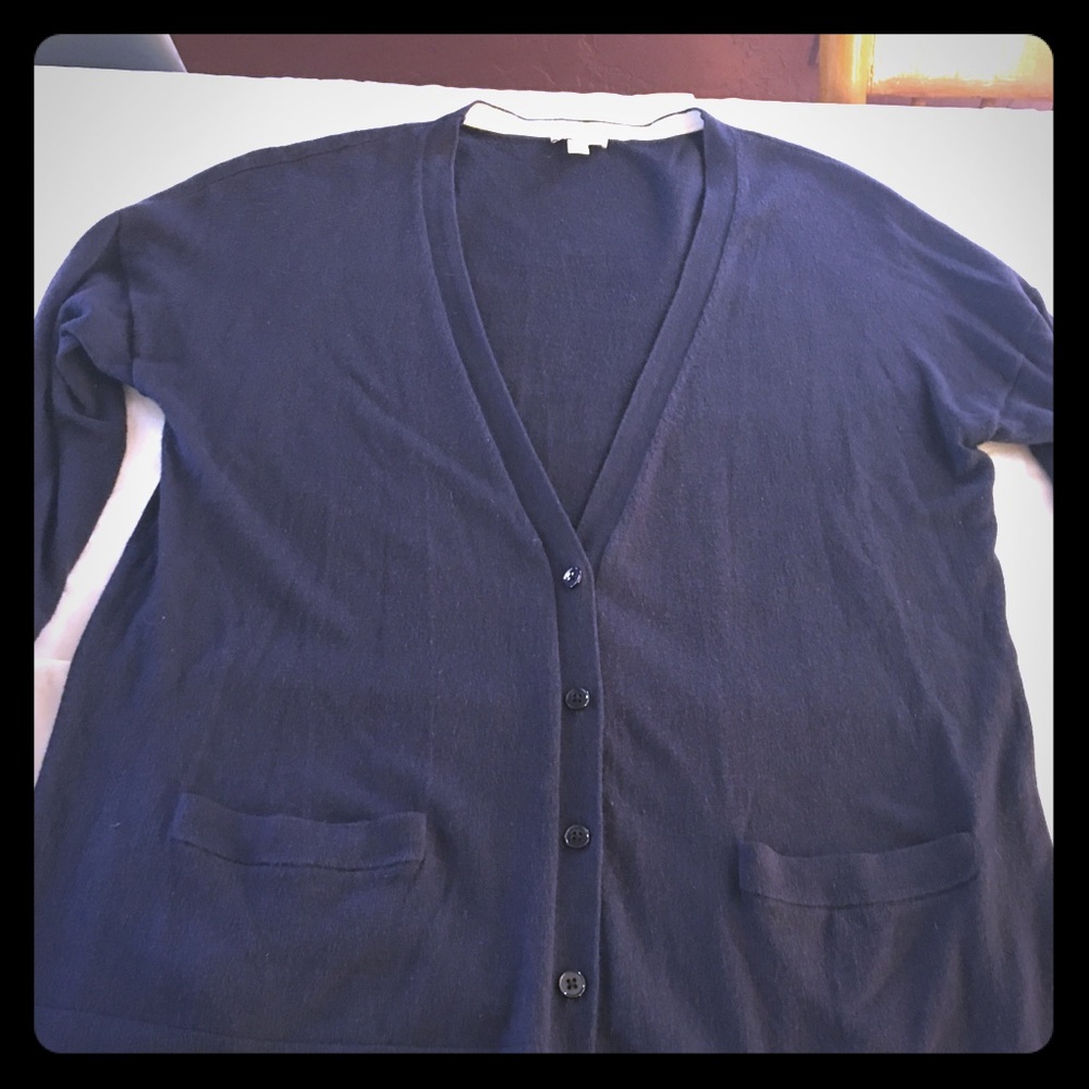 Cardigan navy blue silk cotton blend